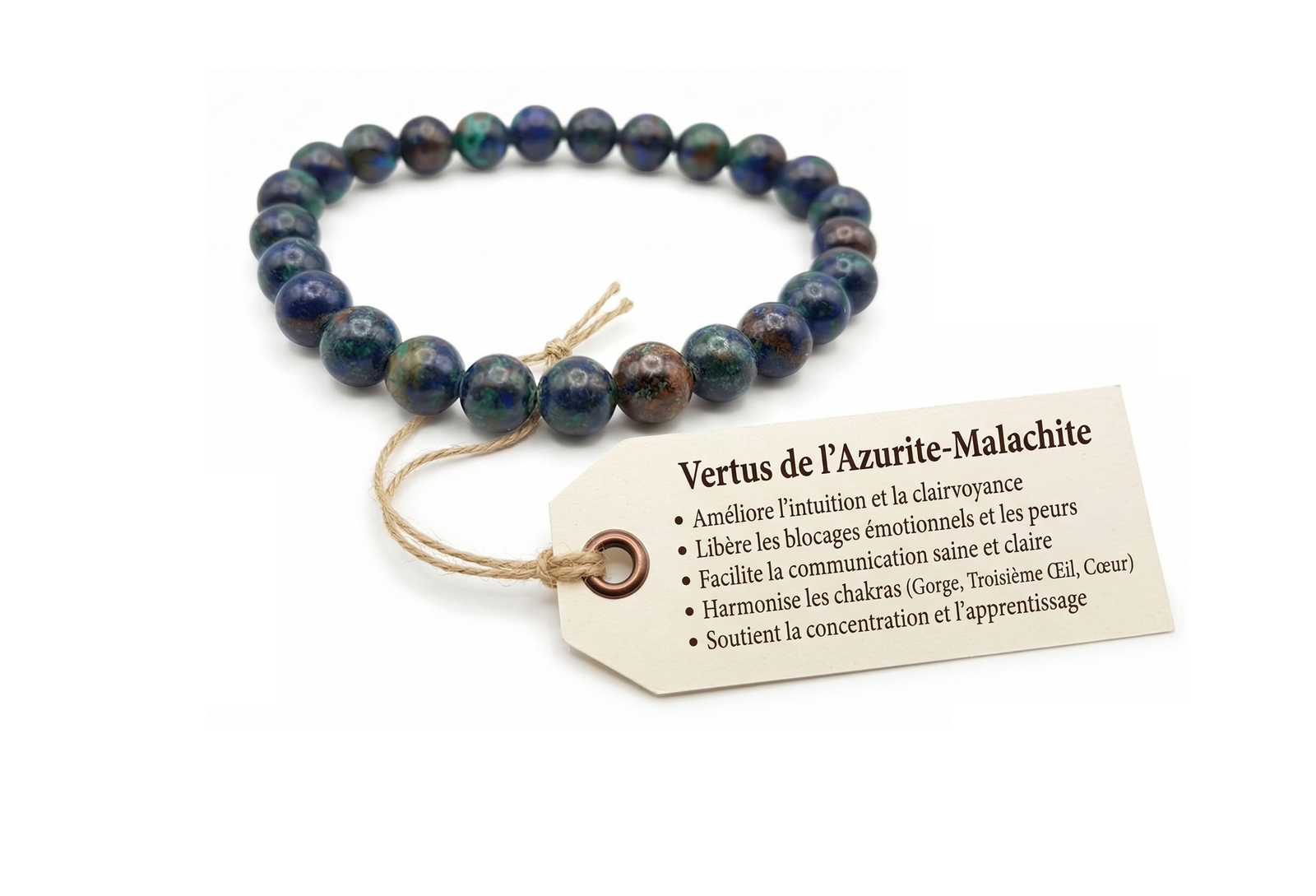 Accueil 7 Bracelet Azurite Malachite et vertus par romain-creation.com