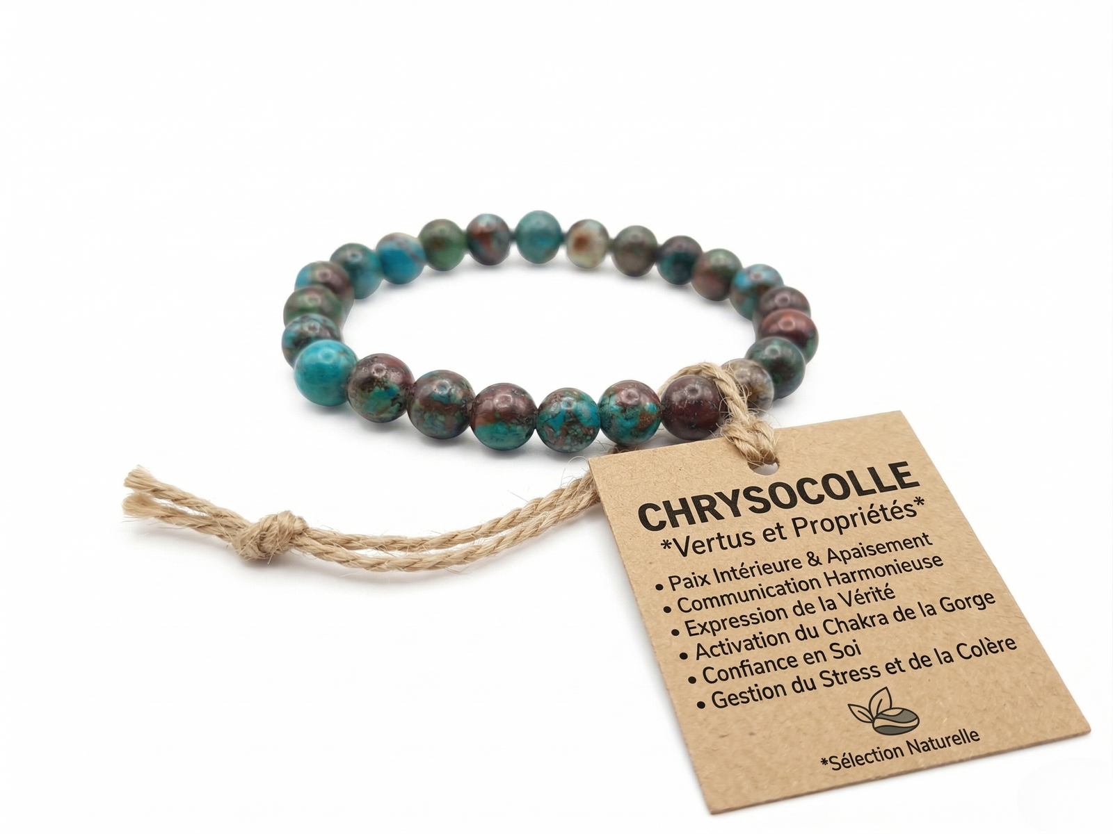Accueil 6 Bracelet Chrysocolle lithothérapie et vertus par Romain Creation