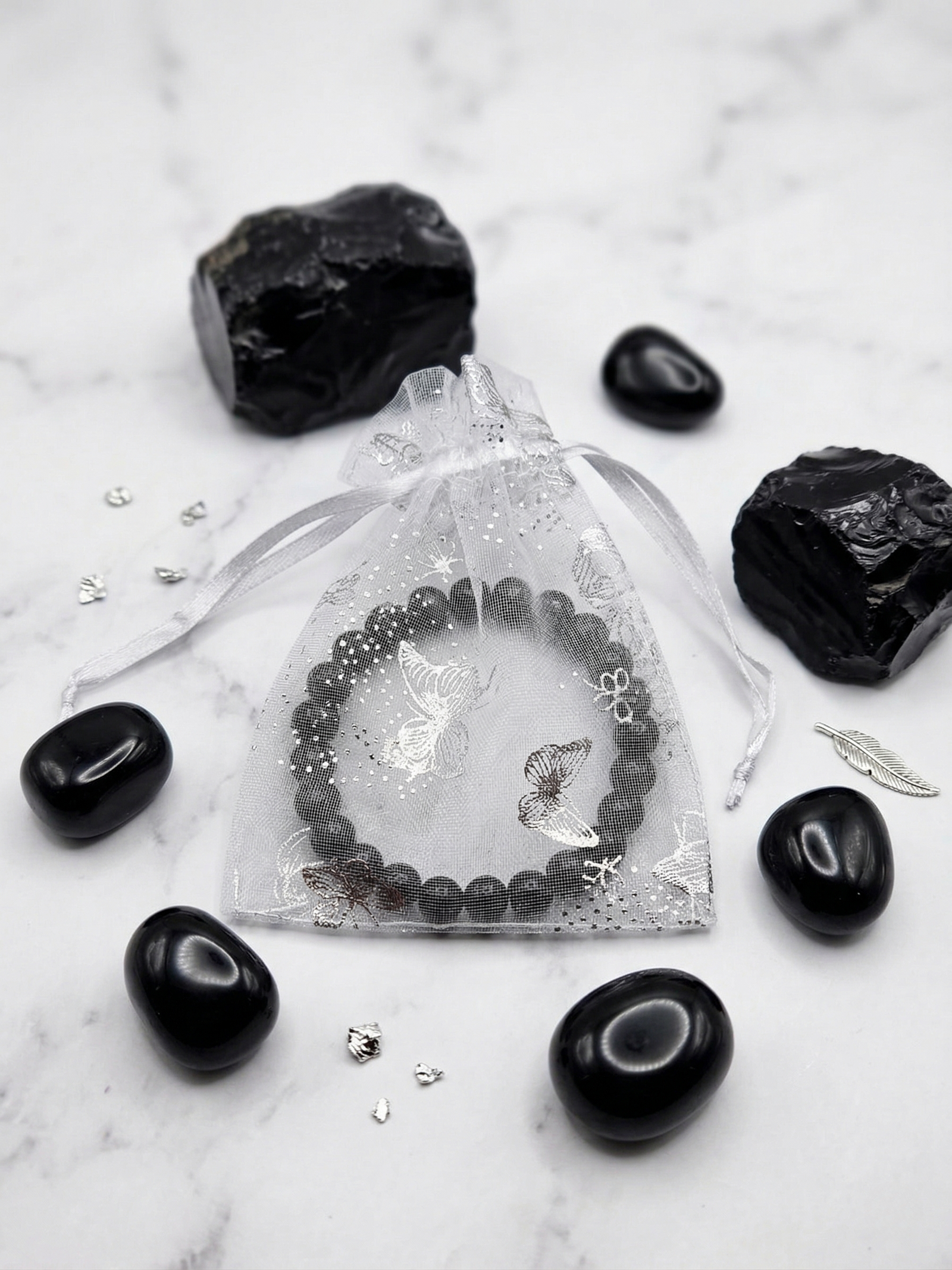 Bracelet Onyx Noir dans sachet Organza par romain-creation.com
