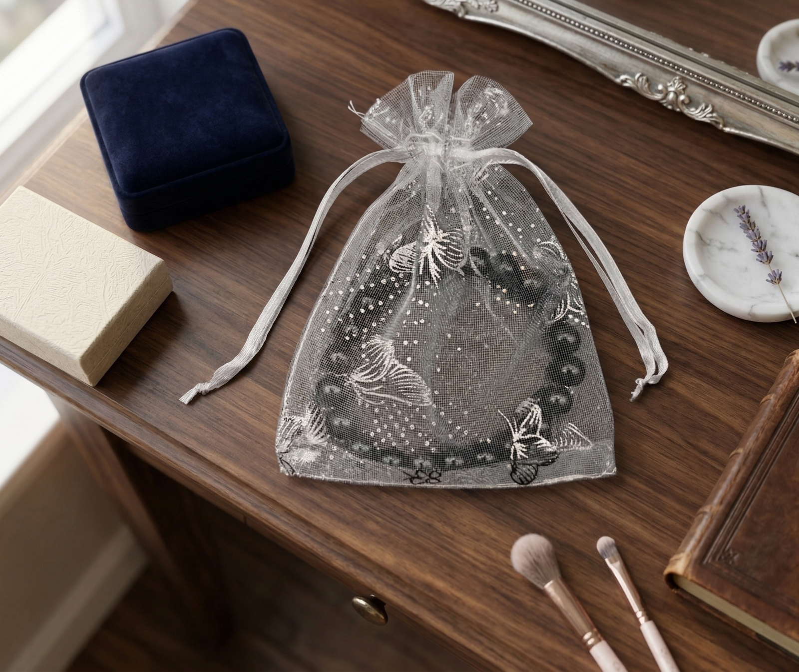 Bracelet Obsidienne Oeil Céleste – Perles 8 mm Grade AA 3 Bracelet lithotherapie Obsidienne oeil celeste dans sachet organza par Romain Creation