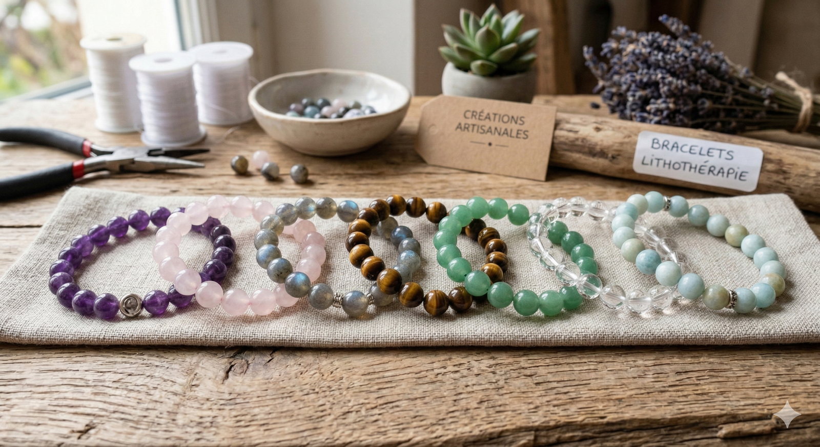 Bracelet lithothérapie en Pierres Véritables