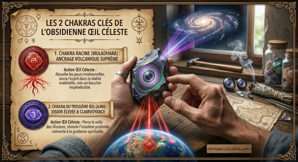 Chakras obsidienne oeil celeste par Romain Creation