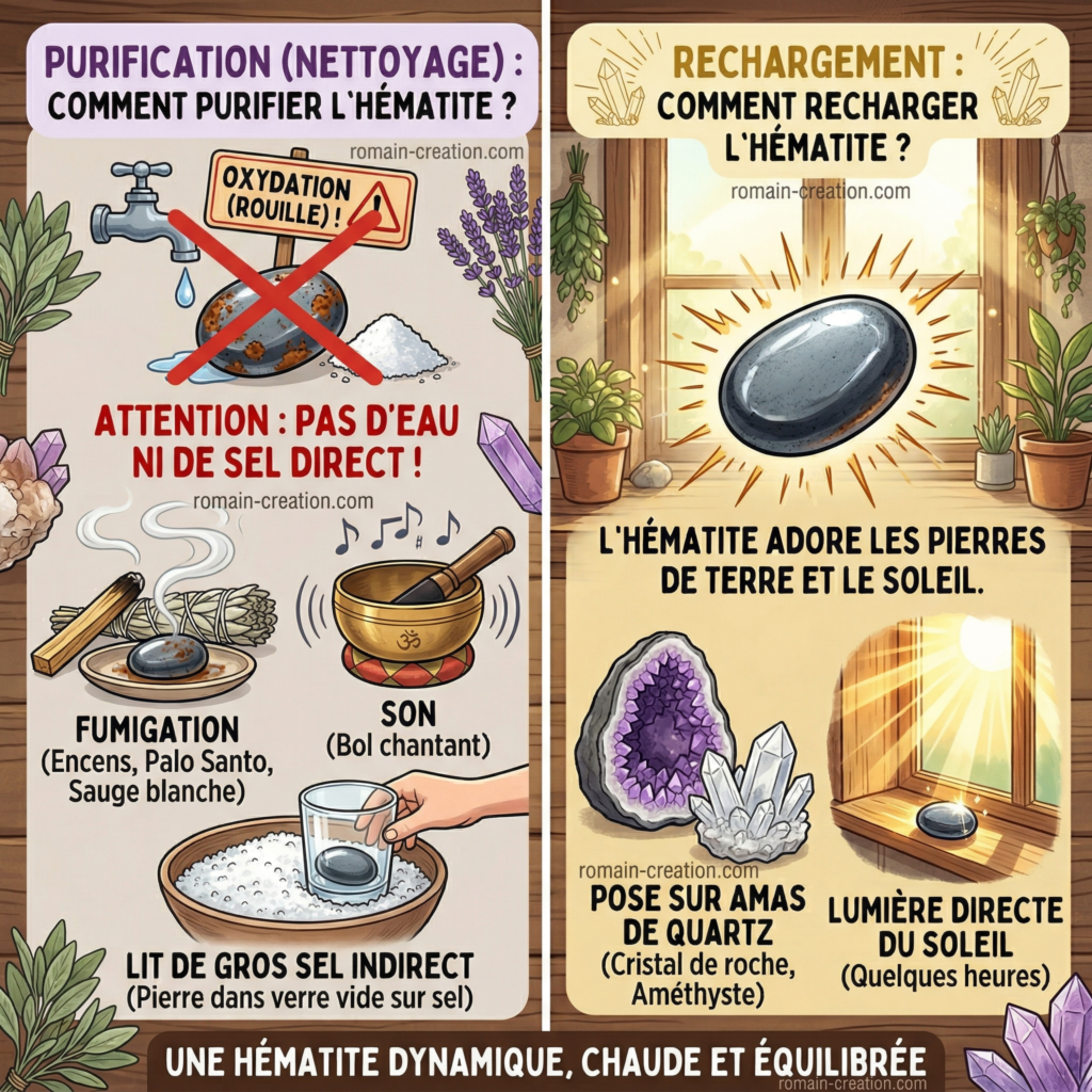 Entretien et purification de l'hématite par romain-creation.com