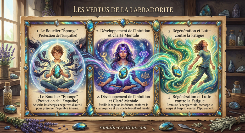 Les vertus de la labradorite par Romain Creation
