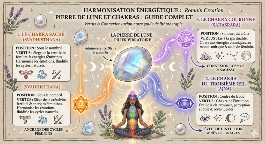 Romain Creation chakras lies a la Pierre de Lune