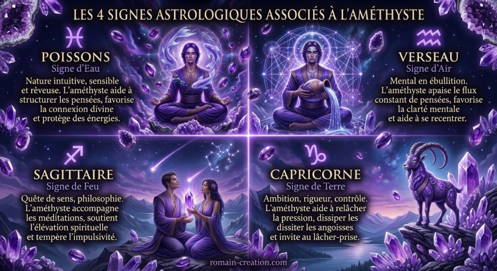 Signes astrologiques associés à l'améthyste