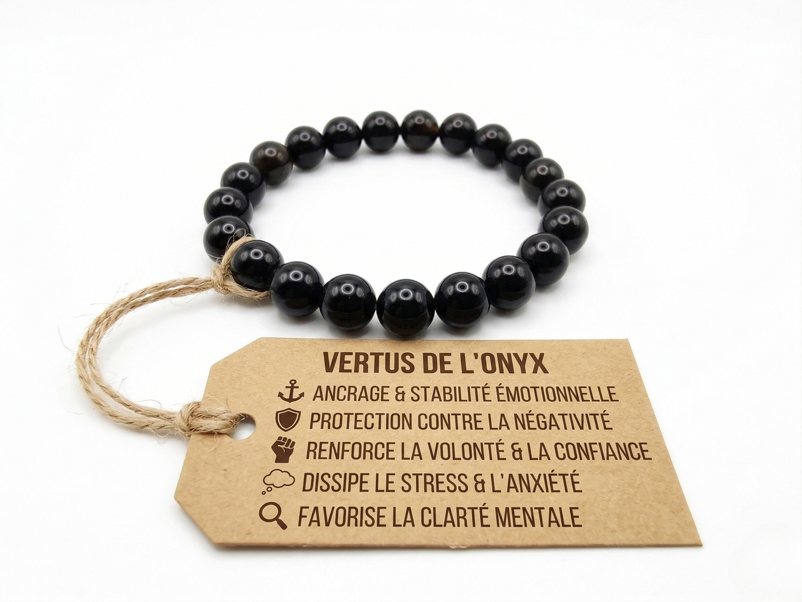 Accueil 10 Vertus Bracelet Onyx Noir Grade A par romain-creation.com