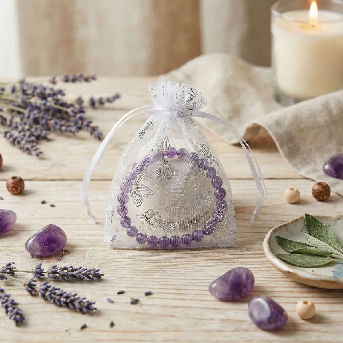 bracelet amethyste uruguay sachet organza bracelet amethyste uruguay sachet organza