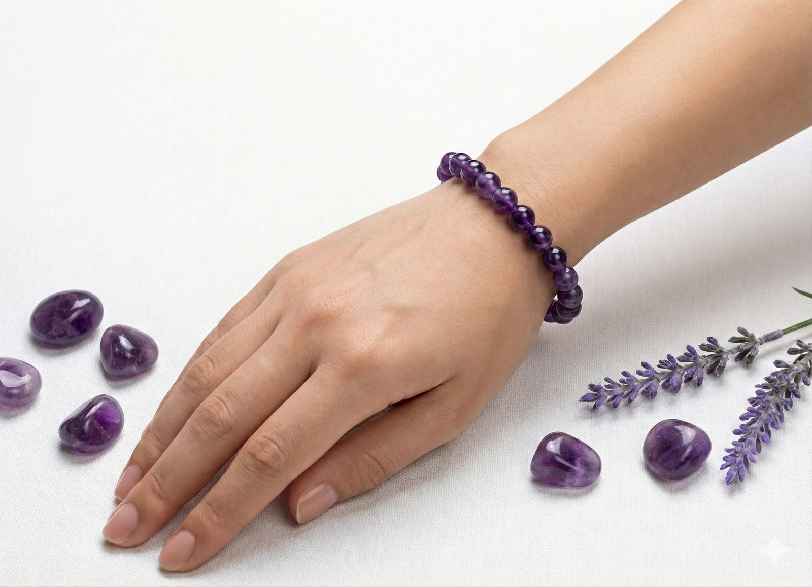 bracelet amethyste sur poignet