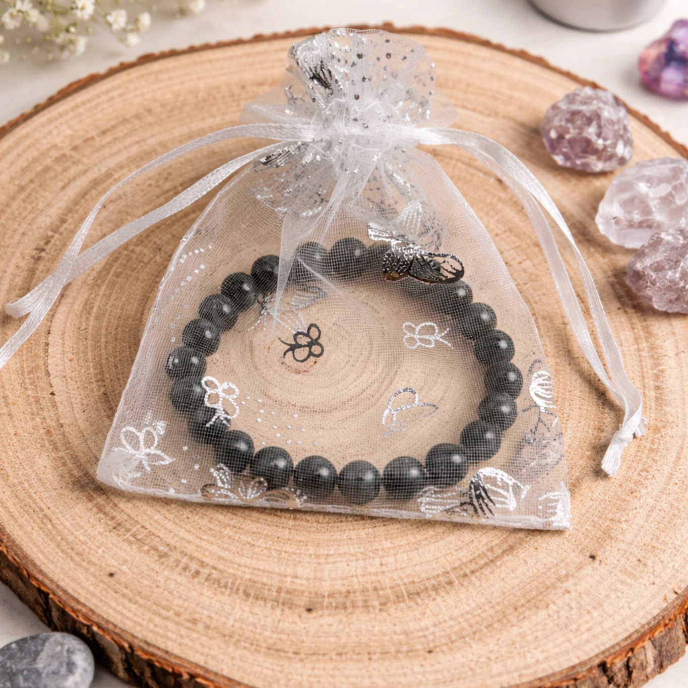 Bracelet Labradorite Noire dans pochon organza Bracelet Labradorite Noire dans pochon organza