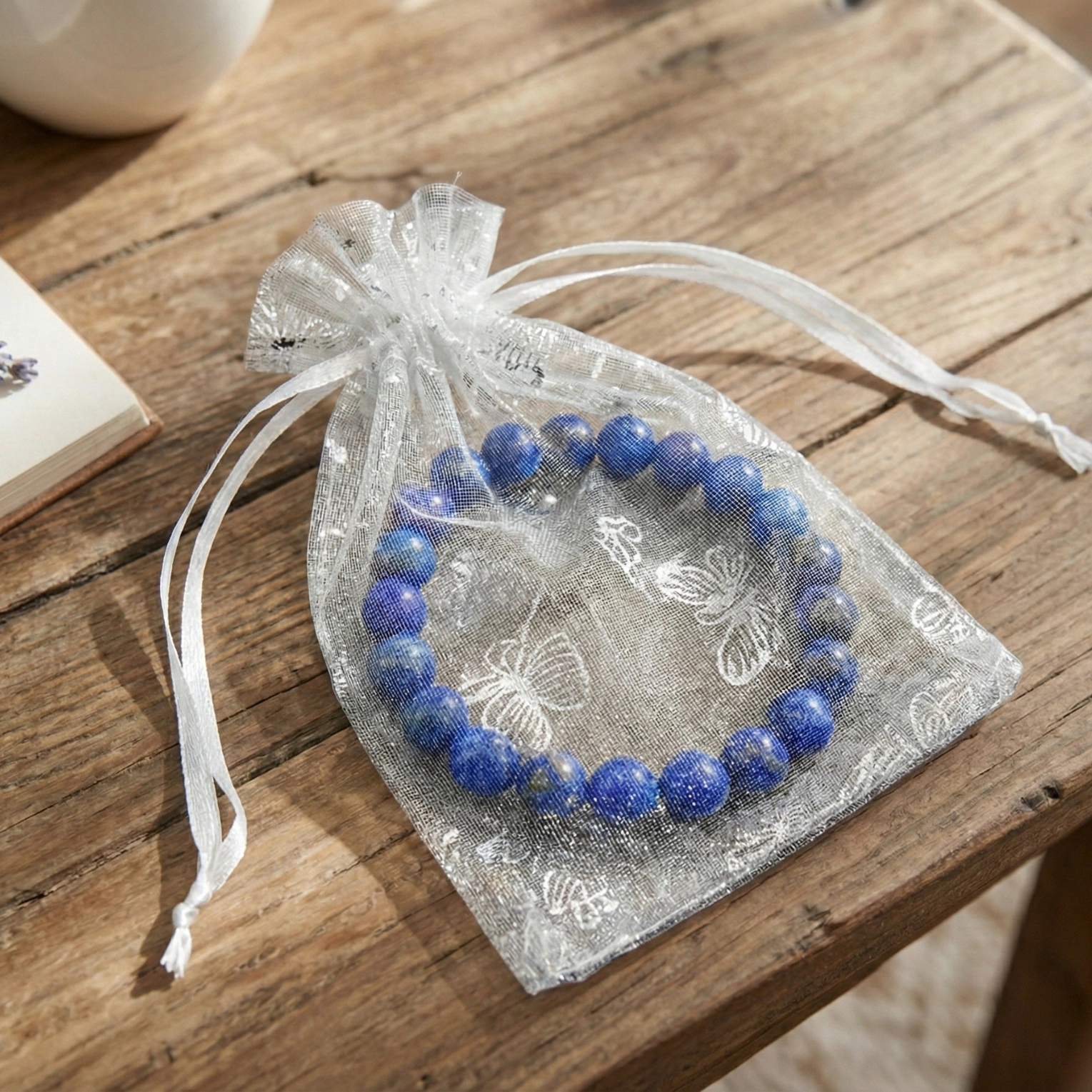Bracelet lapis lazuli dans pochon