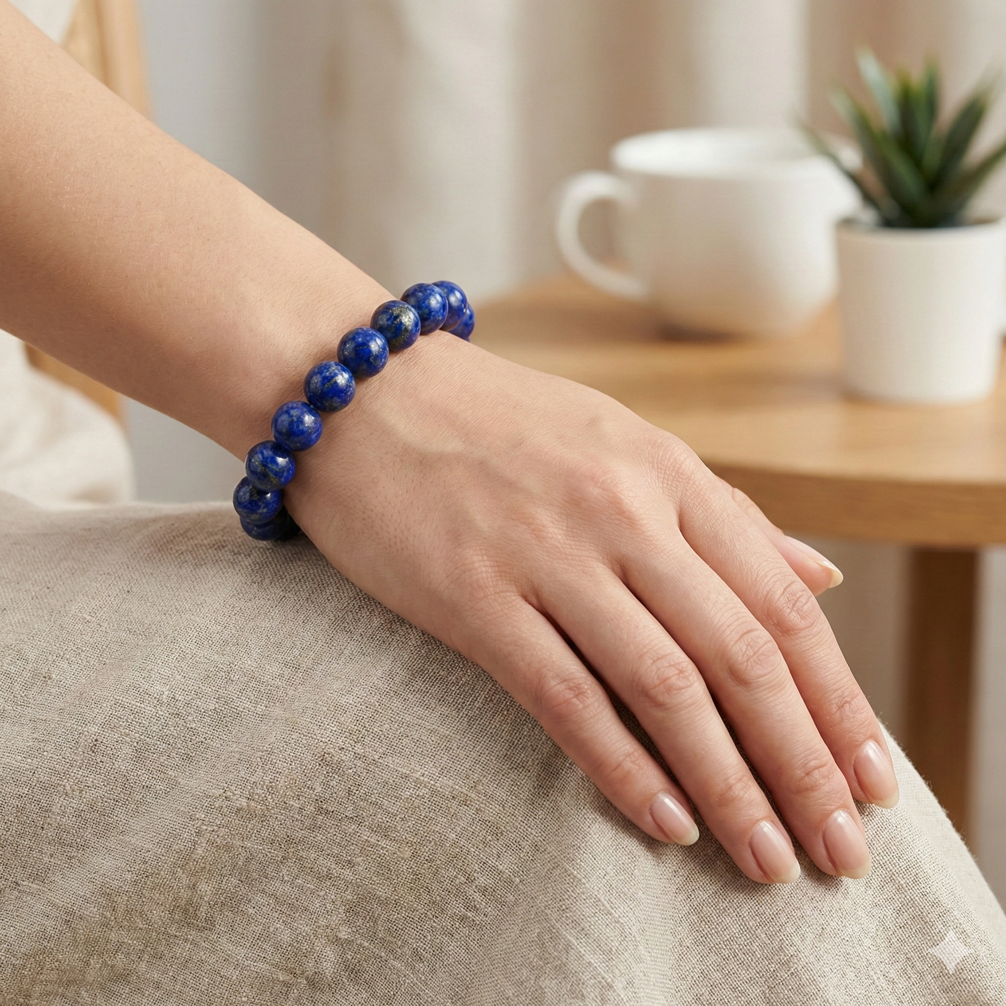 Bracelet lapis lazuli poignet femme