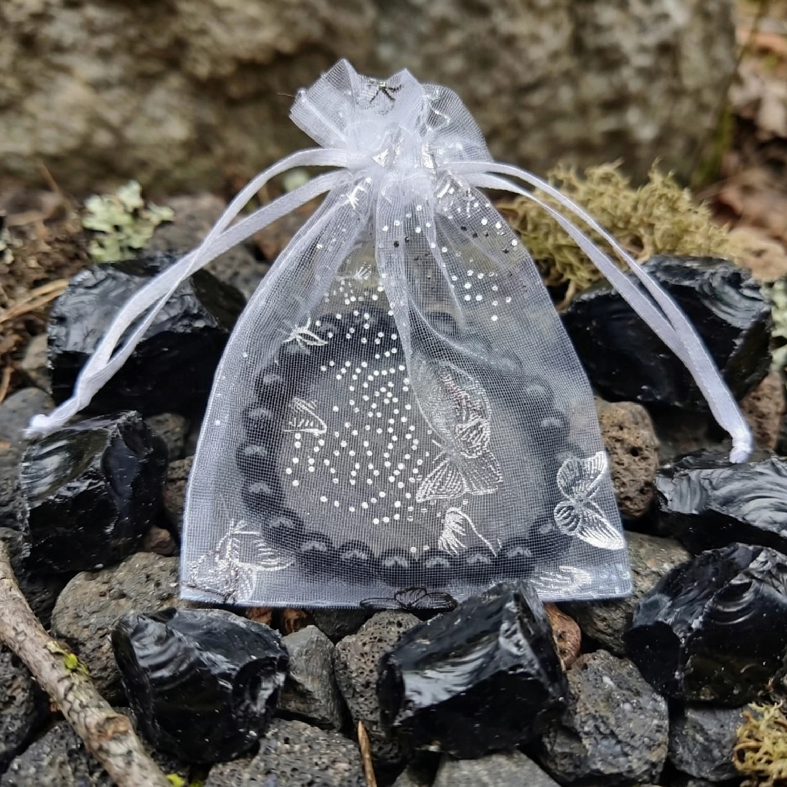 Bracelet obsidienne Noire dans sachet Organza