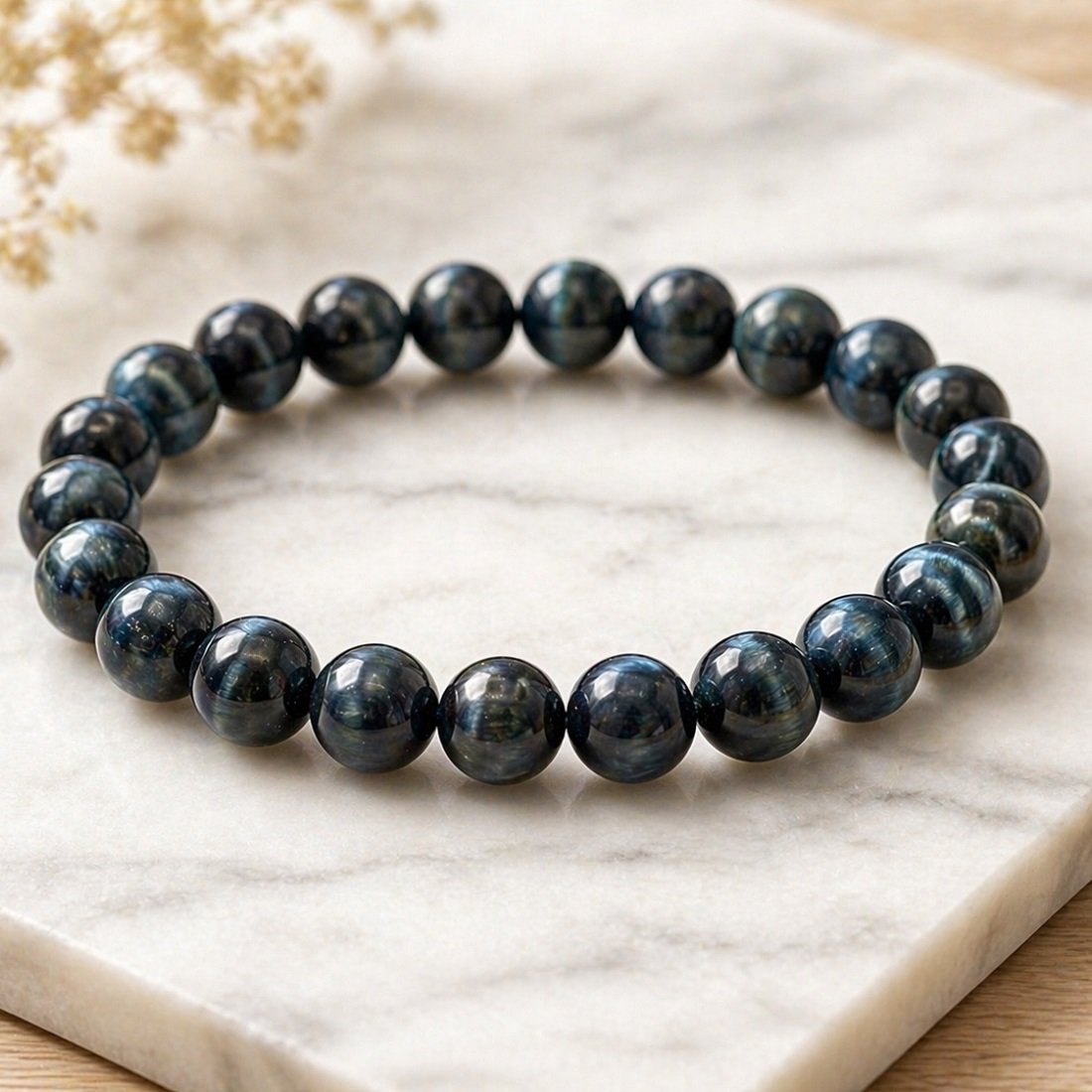 bracelet oeil de faucon naturel 8mm pierre protection