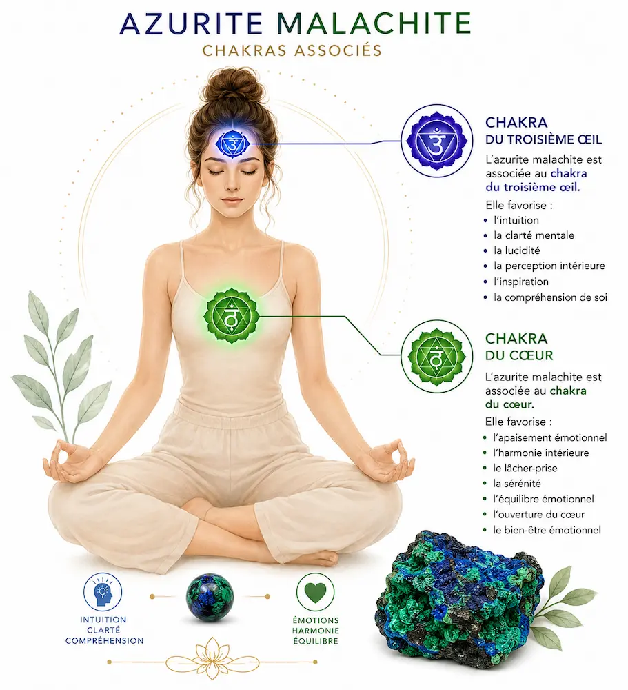 chakra du coeur et troisieme oeil azurite malachite par Romain Creation