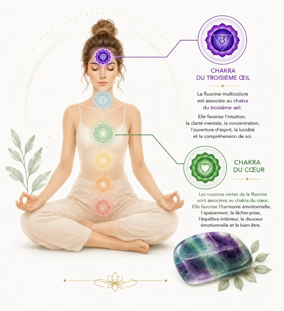 chakra troisieme oeil et coeur fluorine multicolore par romain creation