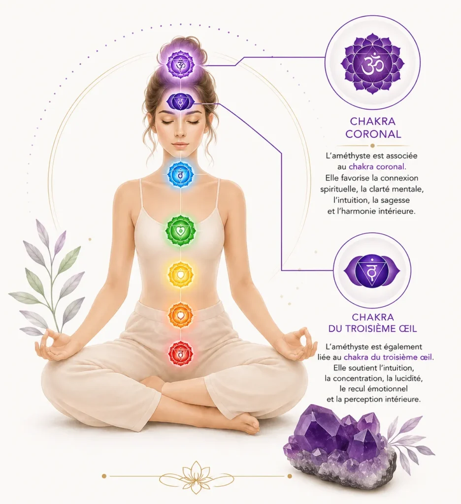 chakras coronal et troisième oeil améthyste par Romain Creation