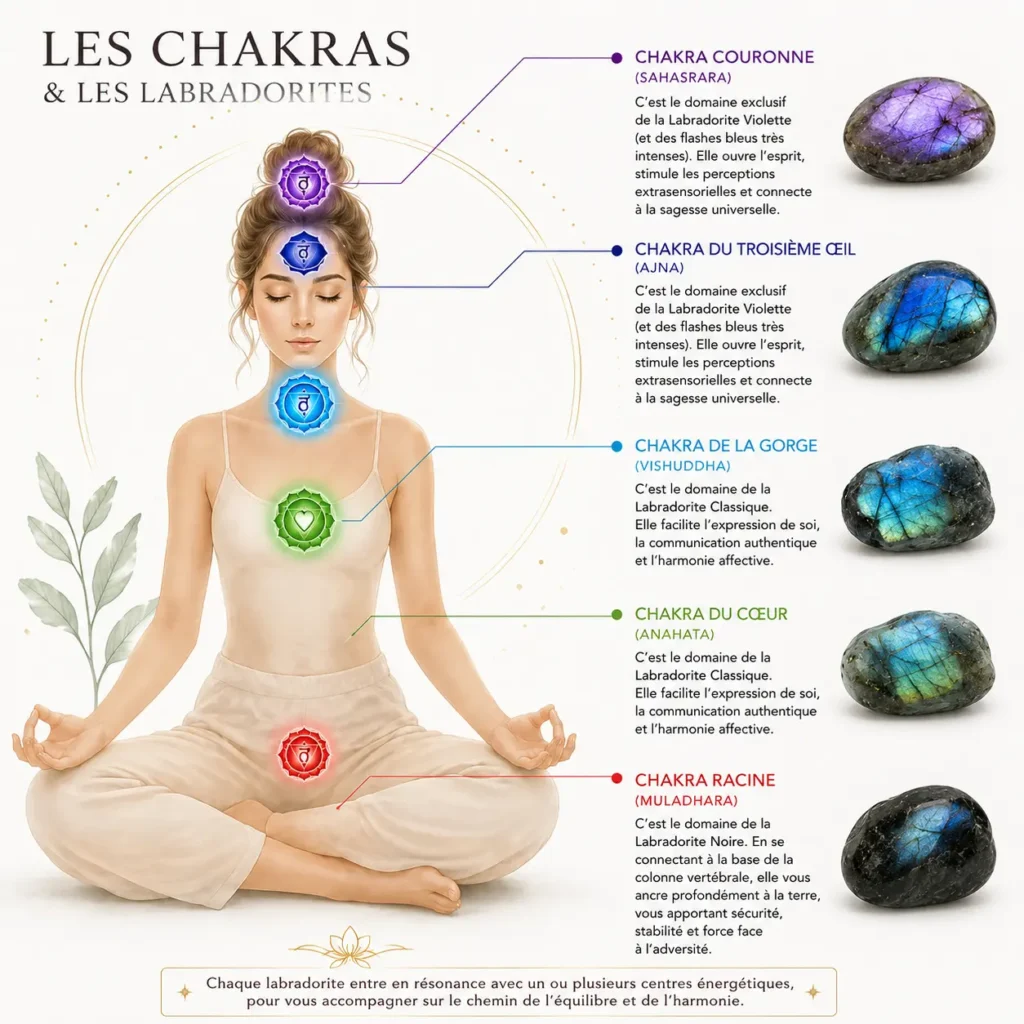 chakras labradorites classiques violette noire par Romain Creation
