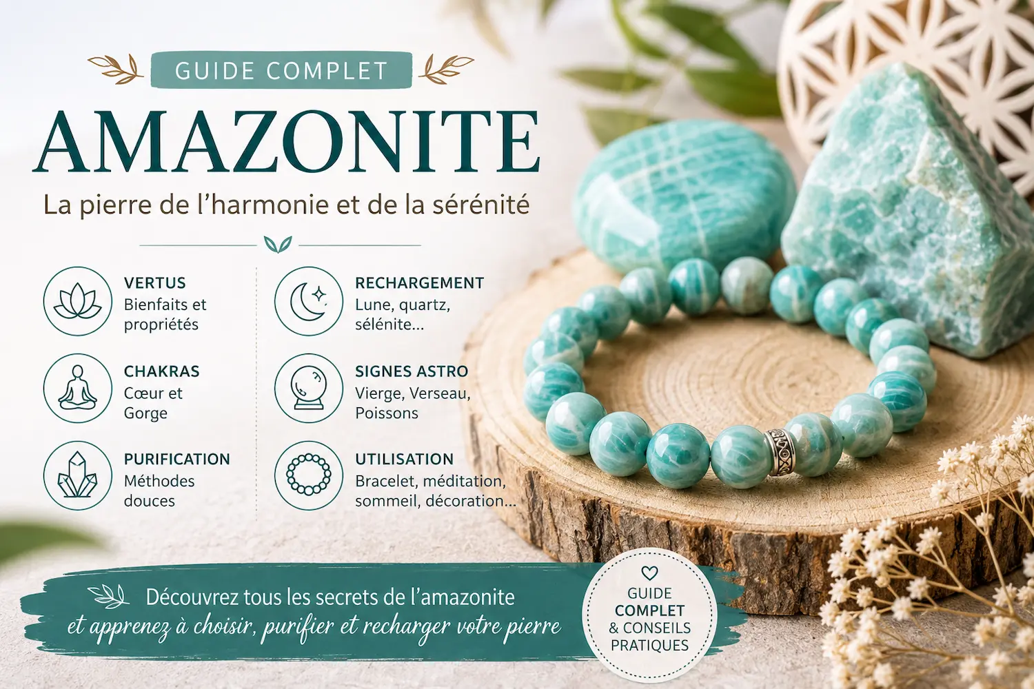 guide amazonite bienfaits vertus chakras par Romain Creation