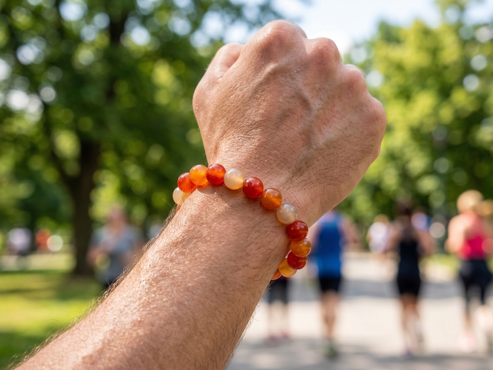 Bracelet Cornaline – Perles 8 mm Grade A 4 Bracelet cornaline sur poignet homme energie et vitalité par Romain Creation