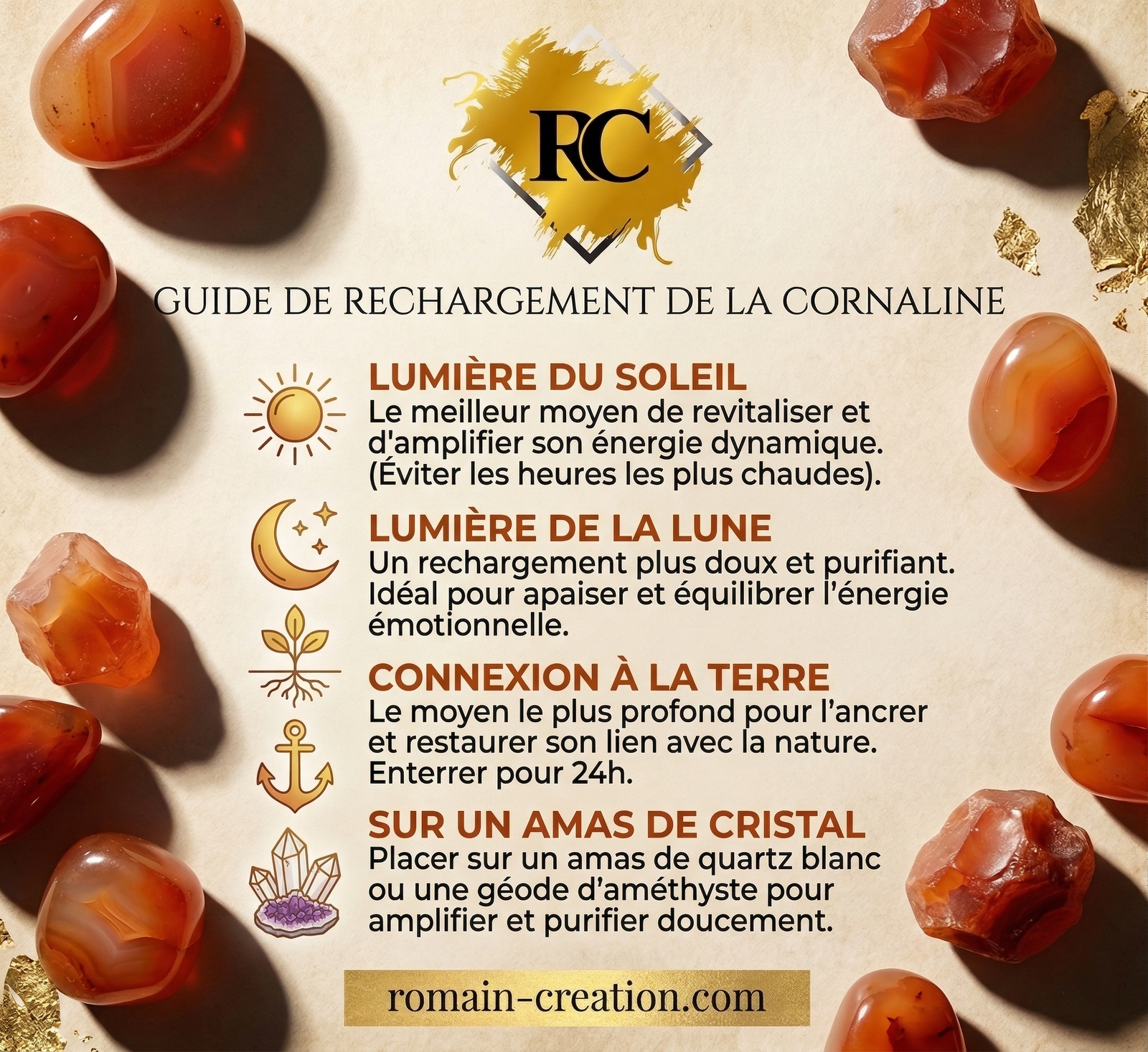 Bracelet Cornaline – Perles 8 mm Grade A 7 Guide rechargement de la Cornaline par Romain Creation