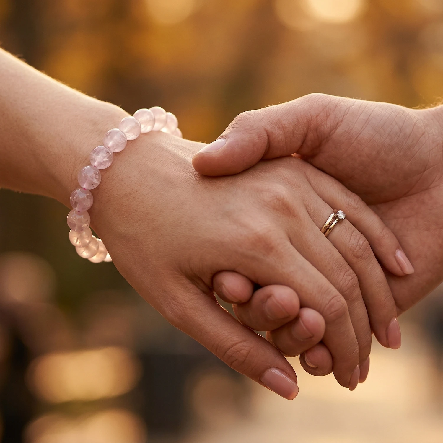 Bracelet de quartz rose sur poignet d'une femme amoureuse par Romain Creation Bracelet de quartz rose sur poignet d'une femme amoureuse par Romain Creation