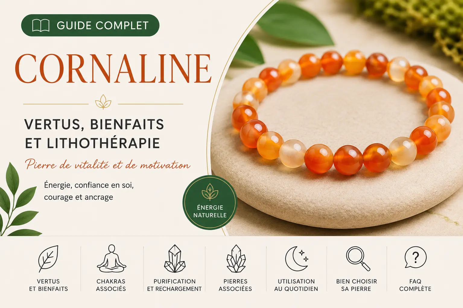 Guide cornaline vertus bienfaits entretien par Romain Creation