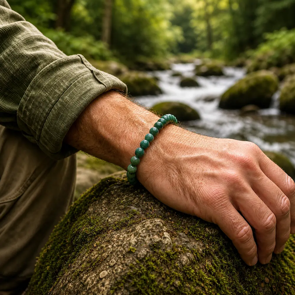 bracelet agate mousse poignet homme bracelet agate mousse poignet homme