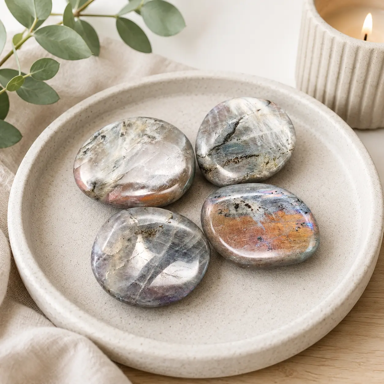 pierre plate labradorite violette madagascar grade aa reflets romain creation