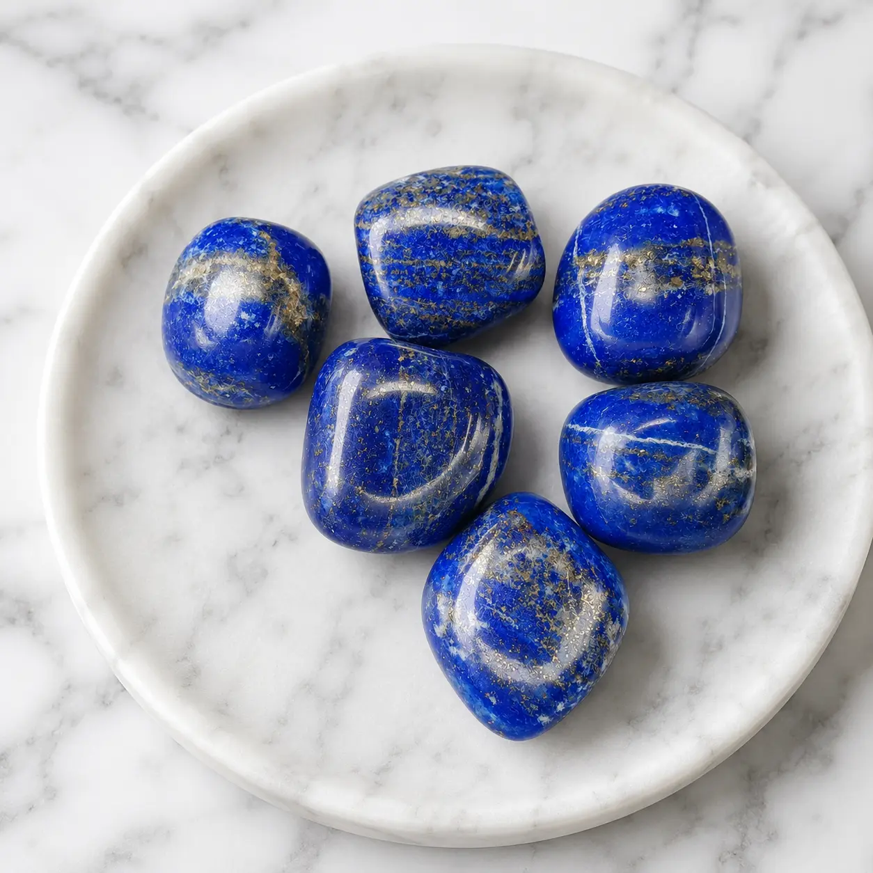pierres roulees lapis lazuli afghanistan grade AA sur marbre romain creation pierres roulees lapis lazuli afghanistan grade AA sur marbre romain creation