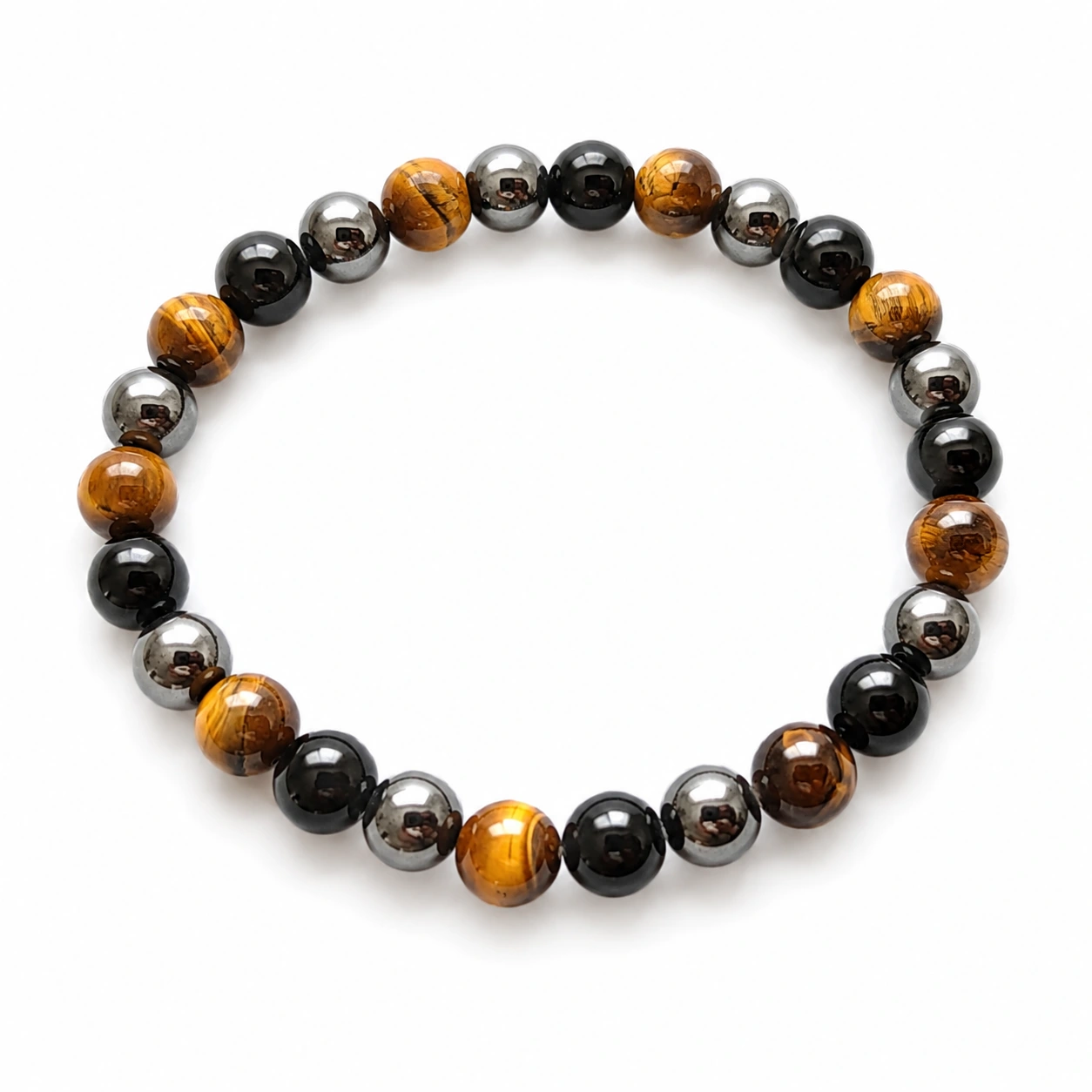 Bracelet hematite - oeil de tigre - obsidienne noire