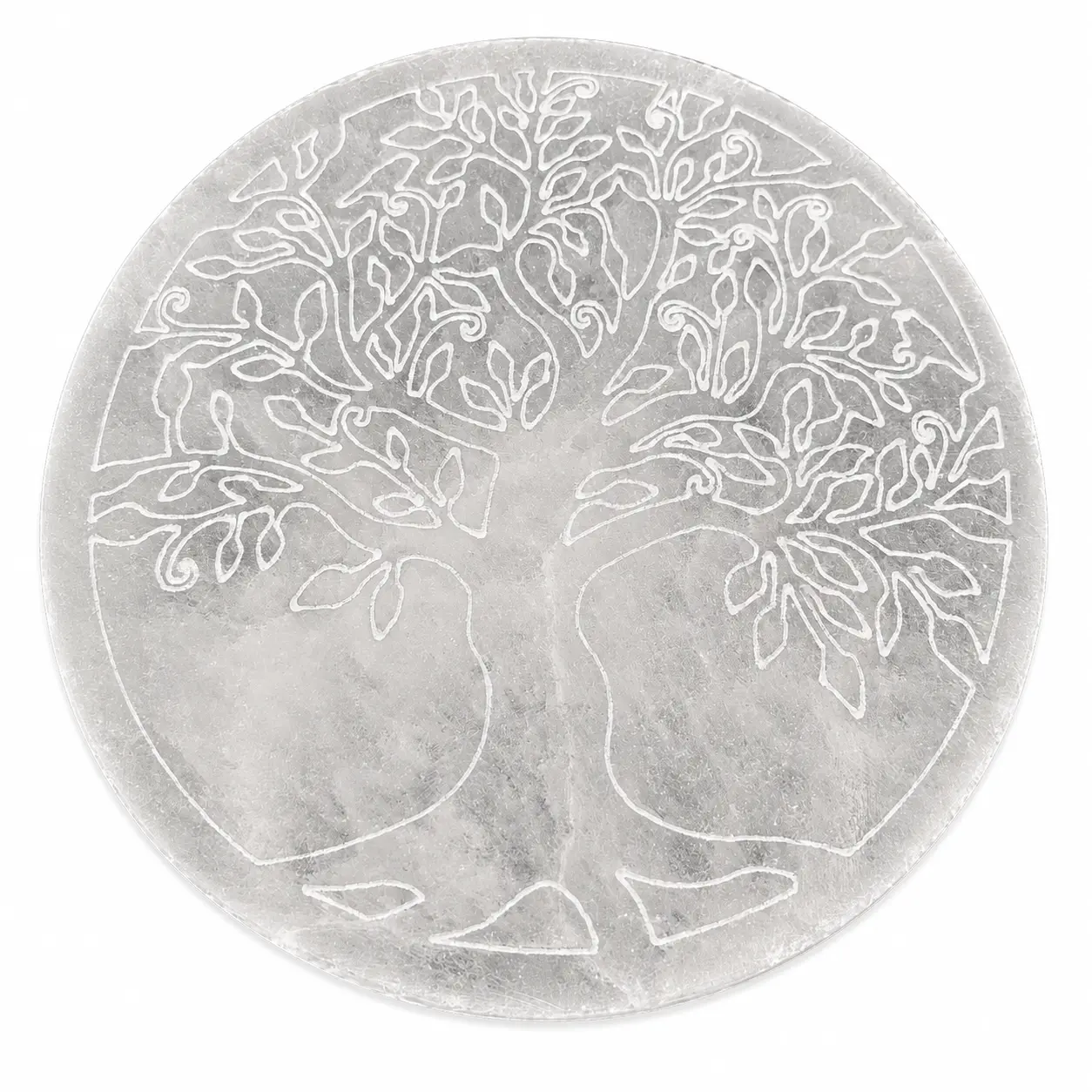 Plaque rechargement selenite arbre vie 15 cm face