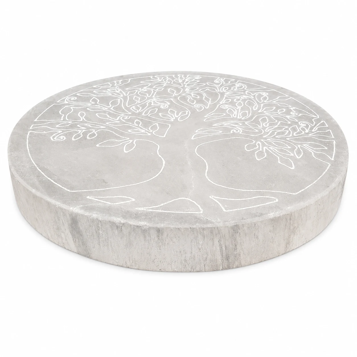 Plaque rechargement selenite arbre vie 15 cm