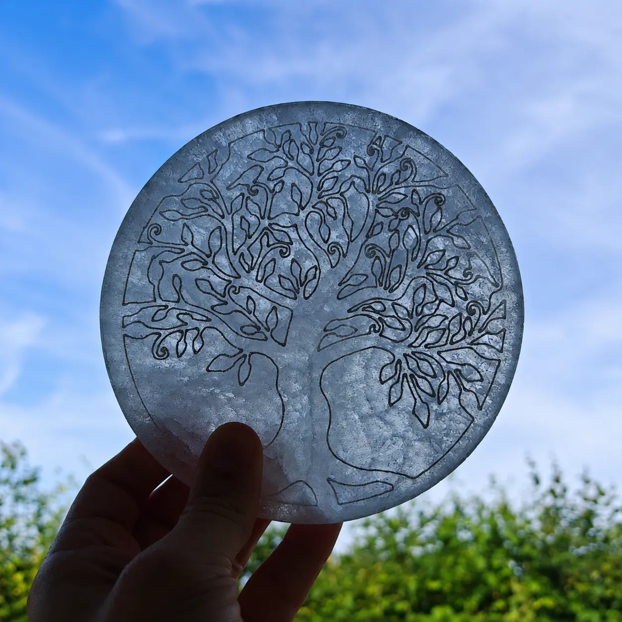 transparence plaque rechargement selenite arbre vie 15 cm