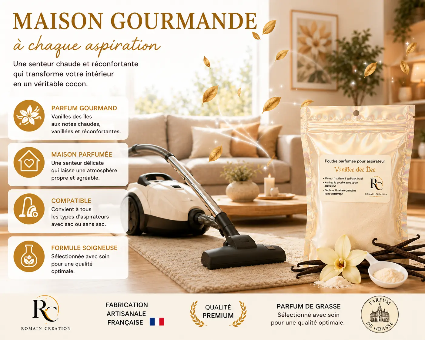 Maison fraiche poudre aspirateur vanilles des iles
